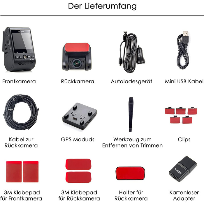 Автомобільний відеореєстратор VIOFO A129 Pro Duo 4K 1080P WiFi 5GHz, вбудований модуль GPS, двооб'єктивна передня і задня камера,