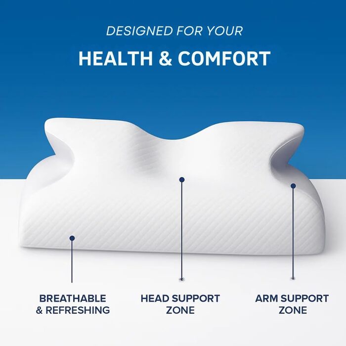 Подушка Skelda Remium Relief, новинка 2026 року. Ергономічна подушка для сну Skelda зі знімним чохлом, комфортна подушка з піни з ефектом пам&39яті, регульована, дихаюча, подушка з підтримкою шиї для сну на боці та на спині, біла.