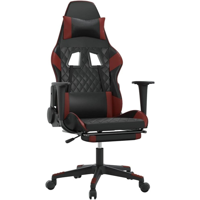 Геймерське крісло з підставкою для ніг, ергономічне, зі штучної шкіри, поворотне, регульоване, для комп&39ютера, домашнє використання, чорне, бордове
