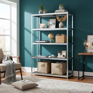 Надміцний стелаж Relaxdays, 5 ярусів, ВШХ 200 x 120 x 60 см, до 875 кг, для підвалу та гаража, стелажі для зберігання, сталь, сріблястий