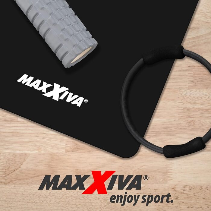 Килимок для йоги MAXXIVA - 190x60x1,5 см або 190x100x1,5 см, з ременем для перенесення, не містить фталатів, не ковзає, вибір кольору - гімнастичний килимок, килимок для фітнесу, спортивний килимок, тренувальний килимок, килимок для вправ (190x60 см, чорн