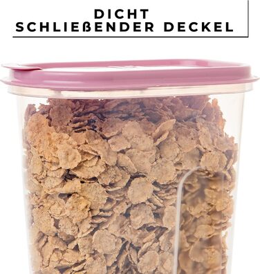 Контейнери для зберігання SUSTANIA, набір з 4 шт. , різні розміри, 5 л, прозорі з кришками на петлях, диспенсери для пластівців, пластик, ідеально підходять для пластівців, зроблено в Європі, 100 придатні для переробки