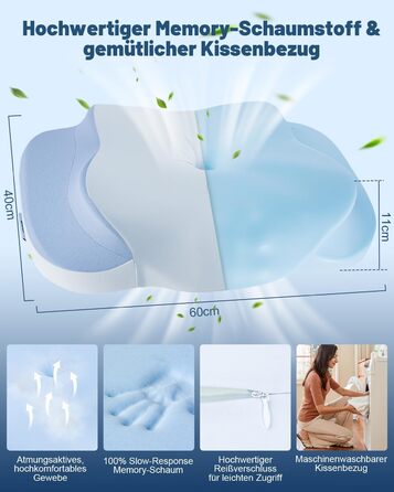 Подушка для шиї IDEA, ортопедична подушка з піни з ефектом пам&39яті, ергономічна подушка для полегшення болю в шиї, подушка для шиї проти хропіння, подушка для сну на боці, спині та животі ()