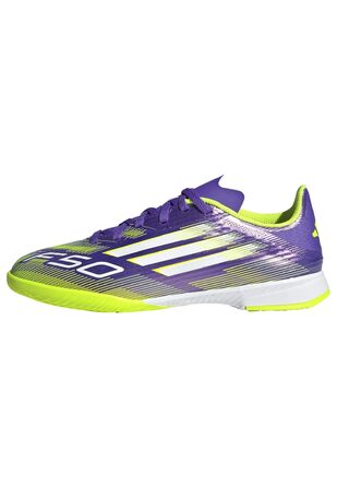 Футбольне взуття adidas Unisex Kids F50 League Kids IN, розмір 37 1/3 EU, фіолетовий, колір Rush, хмара, білий, яскравий, лимонний
