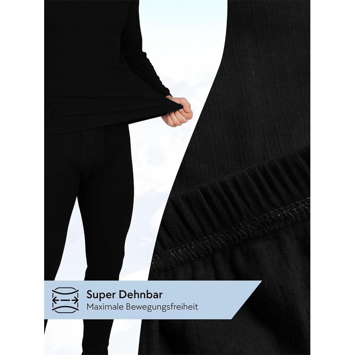 Чоловіча термобілизна - Комплект лижної білизни - Довгі труси та сорочка - Комплект термобілизни 3XL Темно-чорний, 2 шт.