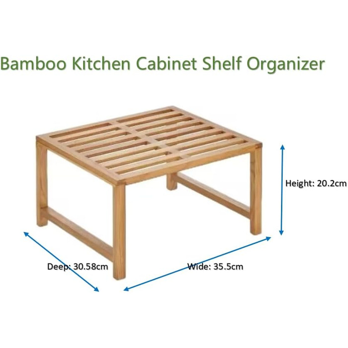 Кухонна полиця Yisen, кухонний органайзер, тримач для спецій, штабелюється, органайзер для полиць з масиву ясена для кухні, для ванної кімнати (комплект з 2 шт.)