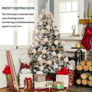 Набір з 16 оксамитових різдвяних прикрас для ялинки біжевий Miaikoe