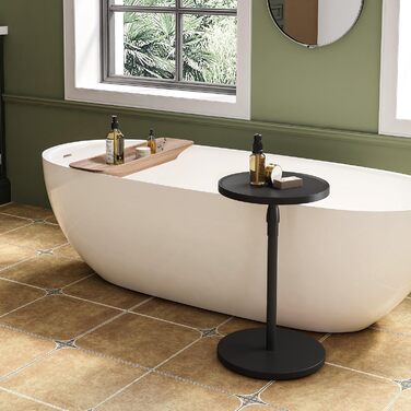 Круглий регульований бічний столик, маленька дерев&39яна тумбочка, бічний столик для диванів, для невеликих приміщень, вітальні, спальні, чорного кольору ET-010BW