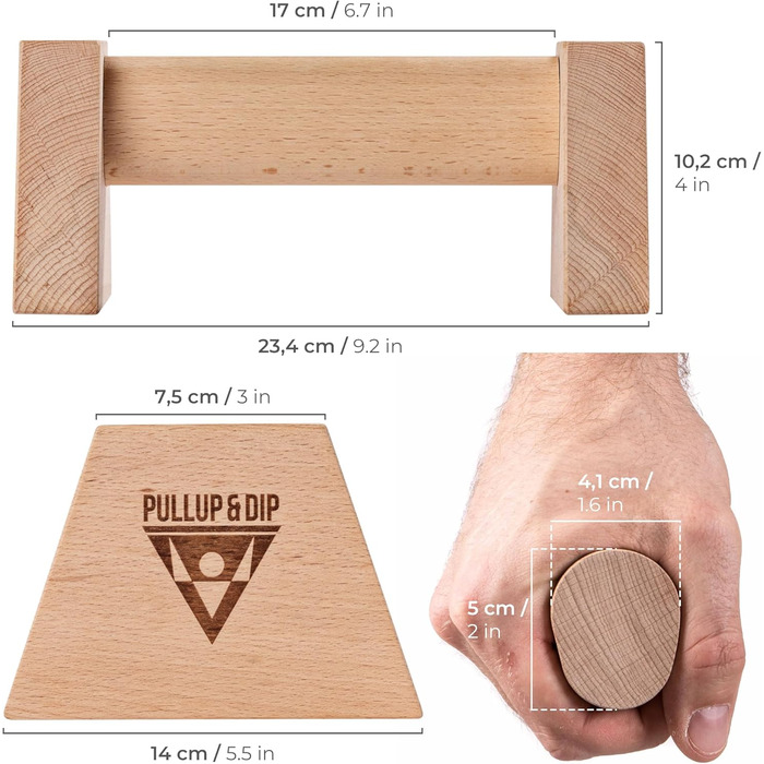 Дерев&39яні ручки для віджимань PULLUP & DIP, включаючи бандажі для зап&39ястя ергономічні ручки для стійки на руках, нековзні перекладини для віджимань, калістеніки, фітнесу та тренування верхньої частини тіла