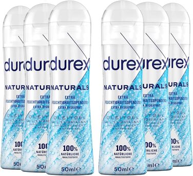 Екстра зволожуючий лубрикант Durex Naturals 100 натуральний лубрикант з гіалуроновою кислотою дерматологічно протестований і дружній до pH 6 x 50 мл