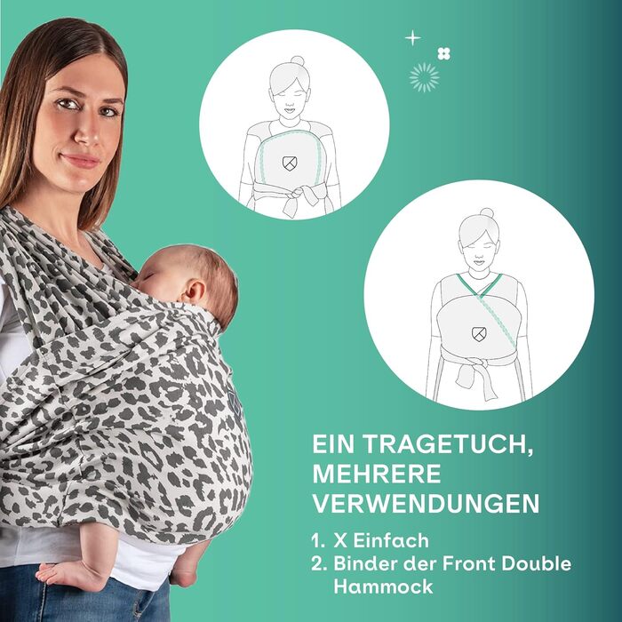 Слінг Koala Babycare - Легко одягається - Еластичний слінг до 15 кг - Регульований і унісекс