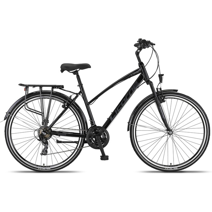 Велосипед Licorne Bike преміум-класу для трекінгу 28 дюймів для чоловіків, хлопчиків, дівчаток та жінок, 21 швидкість, міський велосипед, чоловічий велосипед LV-ATB, чорний/сірий, 28.0 Mills