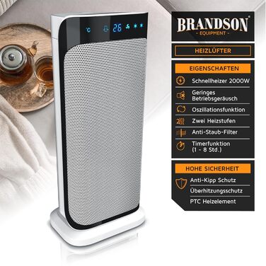 Тепловентиляторний обігрівач потужністю 2000 Вт з пультом дистанційного керування - Великий та потужний - Лауреат нагород - Енергозберігаючий та тихий - Підходить для ванної кімнати, вітальні, дитячої кімнати та немовлят - Функція коливання - Обігрівач - 