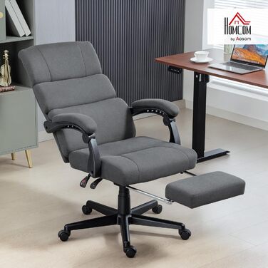Офісне крісло HOMCOM, ергономічне робоче крісло з підлокітниками та підставкою для ніг, регульоване по висоті поворотне крісло з оксамитовим виглядом, комп&39ютерне крісло, темно-сіре