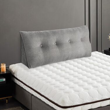 Подушка для спини OHMG 120/140/160/180/200 см, клиноподібна подушка, підходить для ліжка та дивана, трикутна подушка для читання, подушка зі знімним чохлом, який можна прати, з практичною бічною кишенею, подушка для сидіння, настінна подушка 120*50*20 см 