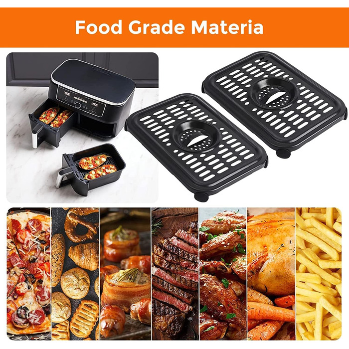 Запасні частини для фритюрниці Ninja Foodi DualZone, аксесуари для харчової фритюрниці 2 шт. Сковорода для гриля Тарілка для хрусткої скоринки Решітка для Ninja DZ090 DZ090 DZ201 DZ100 Аерофритюрниця, можна мити в посудомийній машині