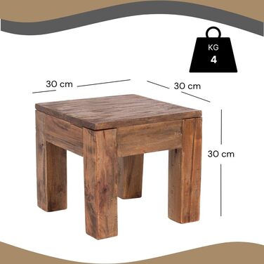 ДИЗАЙНЕРСЬКИЙ ЖУРНАЛЬНИЙ СТОЛИК Квадрат 30 Перероблена деревина, масив, 30x30x30 см (ВxШxГ) Журнальний столик
