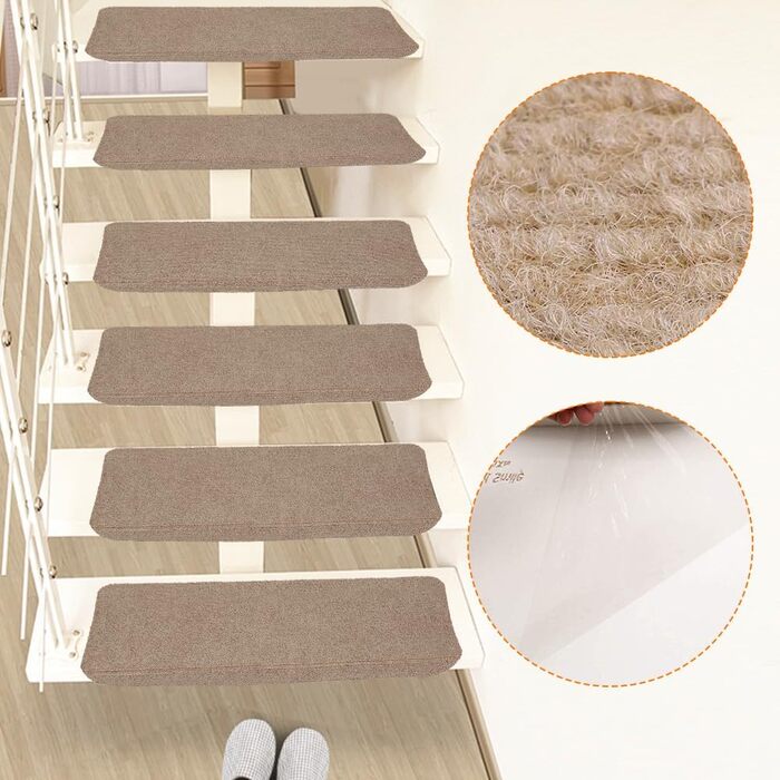 Сходинки, нековзні, 65 x 25 см, безпечні для дітей, людей похилого віку та домашніх тварин, з багаторазовим клеєм, 65 x 25 см, коричневі, 15 шт. 65 x 25 см (коричневі - 15 шт. )