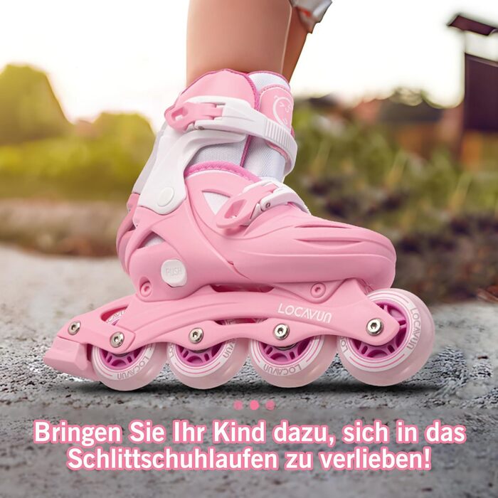 Роликові ковзани дитячі для дівчаток, регульовані 4 розміри роликових ковзанів з підсвічуванням коліс для дівчаток S26-29 EU рожев