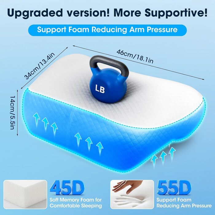 Ортопедична подушка для сну на боці з проймою, подушка для шиї з піни з ефектом пам&39яті, 3 пройми, ергономічна подушка для голови та плечей, підходить для тих, хто спить на боці, на животі, на спині та на ногах.