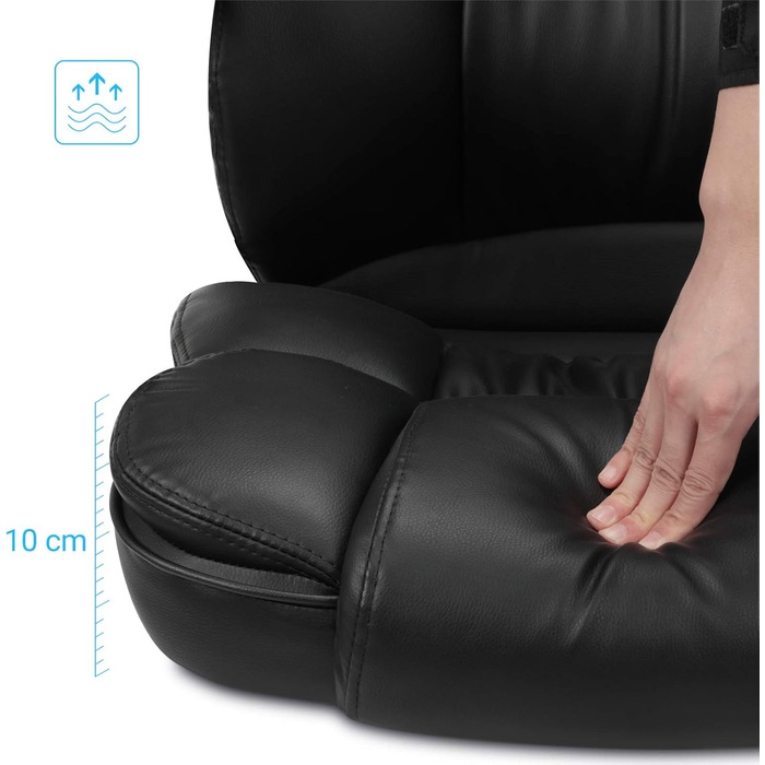 Офісне крісло SONGMICS, крісло керівника, обертове крісло, комп&39ютерне крісло, сертифіковане SGS EN12520, регульована висота, м&39яке, чорне OBG24B, 53 x 50 x (114-124) см