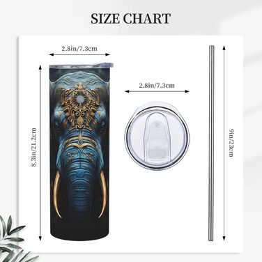 Кухоль з прямою трубочкою, дизайн моторошний слон, принт, дорожній кухоль, підходить для кемпінгу, офісу та дому, 590 мл