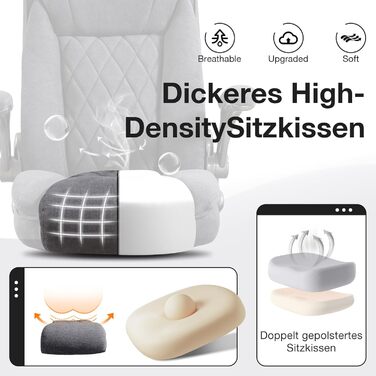 Ергономічне офісне крісло, вантажопідйомність 180 кг, письмове крісло з високою спинкою та широким сидінням, відкидні підлокітники, комп&39ютерне крісло для офісу, дому та ігор, темно-сіре