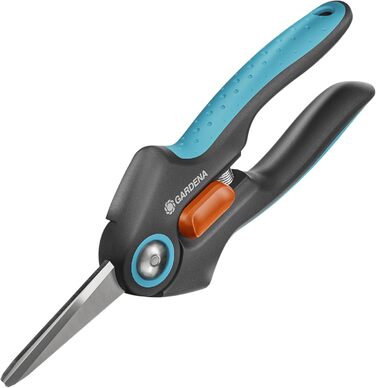 Секатор для точного збору трав, ягід та квітів з нержавіючої сталі, лезо 47 мм, ергономічна ручка, з захисним ковпачком (12212-20). Універсальний, 15.91 см x 1.95 см, ширина захвату 47 мм