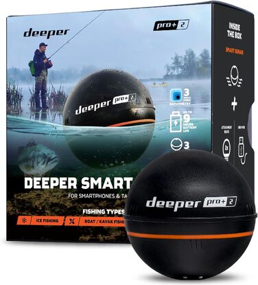 Ехолот для ехолота Deeper Smart Sonar Pro 2 із вимірювачем глибини та GPS-передавачем Риболовля на байдарці, човні або підлідна з безкоштовним додатком