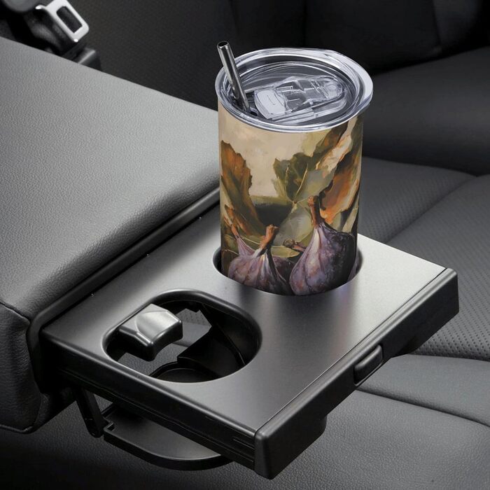 Кружка з прямою трубочкою, 590 мл, принт з інжиром, підходить для кемпінгу, офісу та дому.