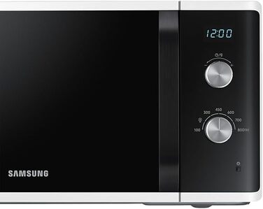 Мікрохвильова піч Samsung MW3500 MS23K3614AW / Цокольний поверх / 800 Вт / 23 л місця для приготування їжі / Ширина 48,9 см / Стійка до подряпин керамічна емаль внутрішня частина / 6 рівнів потужності / Білий одинарний