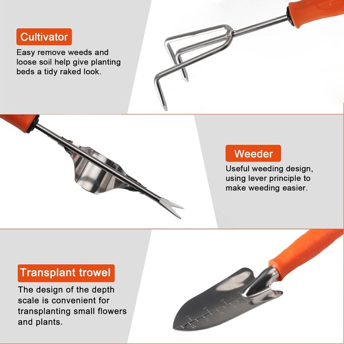 Набір садового інструменту Dechoga, набір садового інструменту з 9 предметів з сумкою-органайзером для садового інструменту, міцний набір садового інструменту для використання в приміщенні та на відкритому повітрі