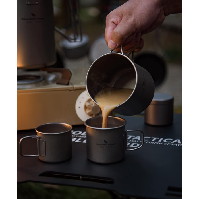 Титанова кружка Boundless Voyage, кемпінгова кружка, посуд для кемпінгу з відкритим вогнем, 120 мл та 180 мл, набір чашок для чаю, вина, кави, пива та пивної кружки без кришки Ti3053D