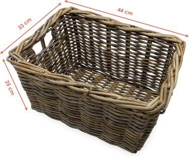 Прямокутний кошик для зберігання з ротанга, колір &quotшеббі сірий&quot - 44 x 33 см - Плетений кошик з полицями з верби та ручками - Дерев&39яний кошик, вербовий кошик, ротанговий кошик, дерев&39яний декоративний кошик, полиця для ванної кімнати, органай