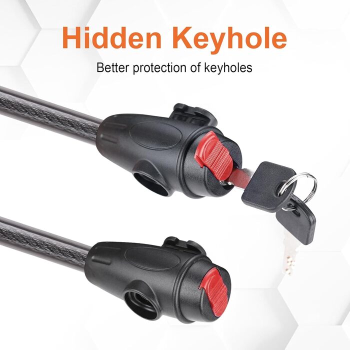 Замок велосипедний GRIFEMA з 2 ключами 120см/12мм, дитячий велосипедний замок, високий рівень безпеки, протиугінний трос для велосипеда з тримачем, аксесуари для велосипеда, чорний замок зі ключами
