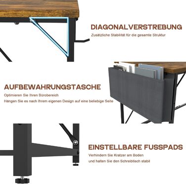 Стіл Devoko стіл комп'ютерний, 160 x 50 x 75 см офісний стіл для навчання, навчальний стіл, стіл промислового дизайну, комп'ютерни