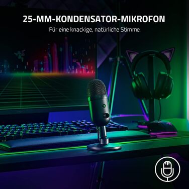 Мікрофон для стрімерів (25мм конденсаторний мікрофон, суперкардіоїдна полярна діаграма спрямованості, аналоговий обмежувач посилен