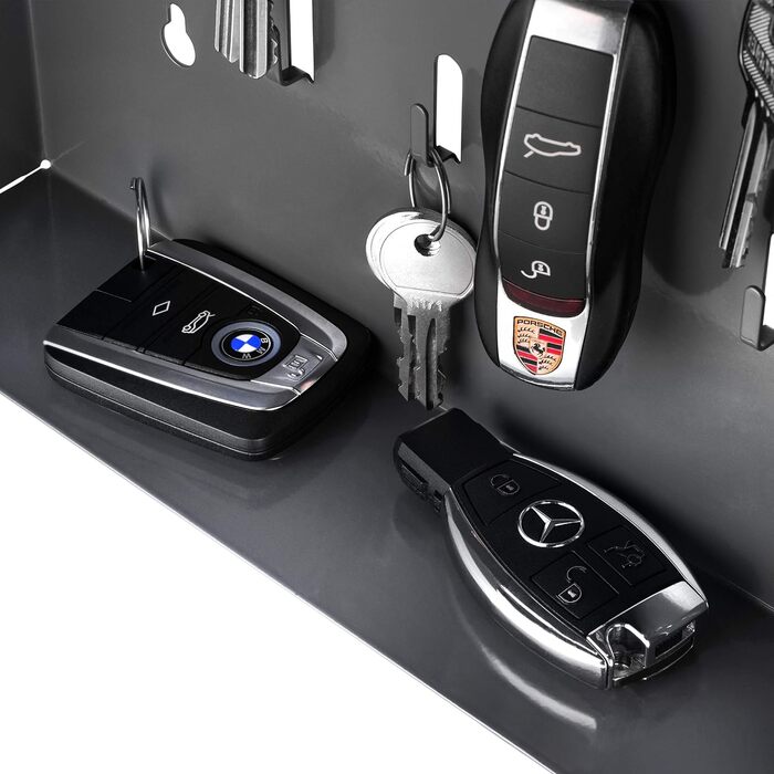 Скринька для ключів Bonsport зі скляною магнітною дошкою - дошка для пам&39яток, включаючи 6 магнітів - ідеально підходить для коридору, вхідної зони, офісу - 33x33x6,8 см - антрацит