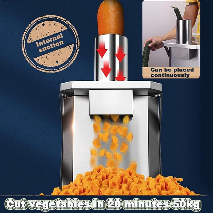 Електричний різак для овочів потужністю 250 Вт для комерційного використання, автоматичний кубічний різак для фруктів і овочів з кубічними різаками 6/8/10/12/15 мм, електричний різак для кубиків цибулі, для дому/комерційного бізнесу