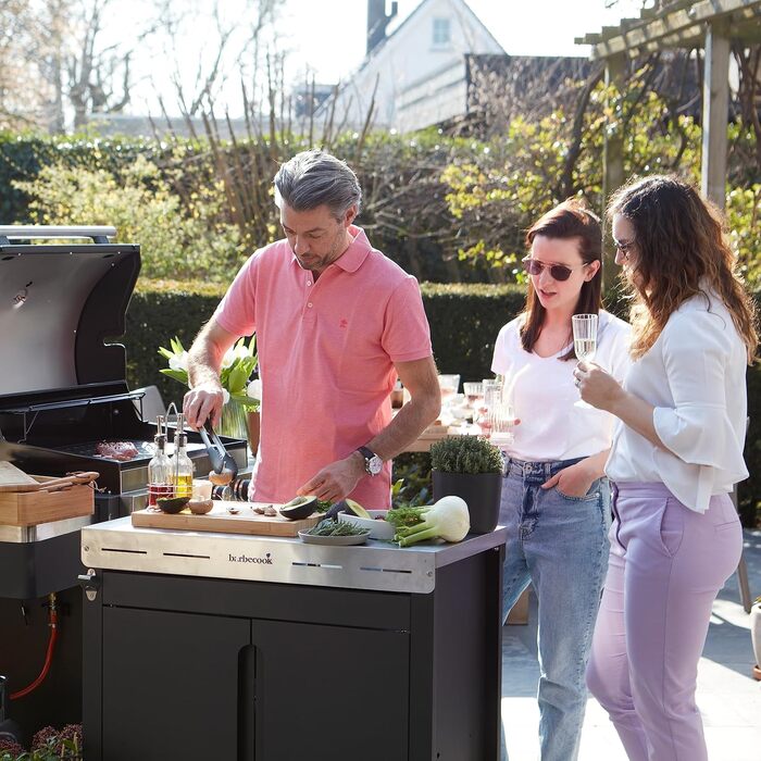 Преміальний стіл для гриля barbecook Buddy з полицями для зберігання та вбудованим відкривачем для пляшок, 84 x 46 x 90 см