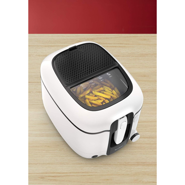 Фритюрниця Moulinex Super Uno, 2,2 л, ємність 1,5 кг, картопля фрі 1800 Вт, термостат регульований, автоматичне очищення, знімний контейнер з антипригарним покриттям, фільтр запаху, захист від бризок, білий AM312010 Ємність 2 л