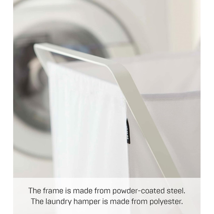 Кошик для білизни Yamazaki 2484 TOWER, білий, сталь/поліестер/поліпропілен, мінімалістичний, 30 x 36 x 64 см