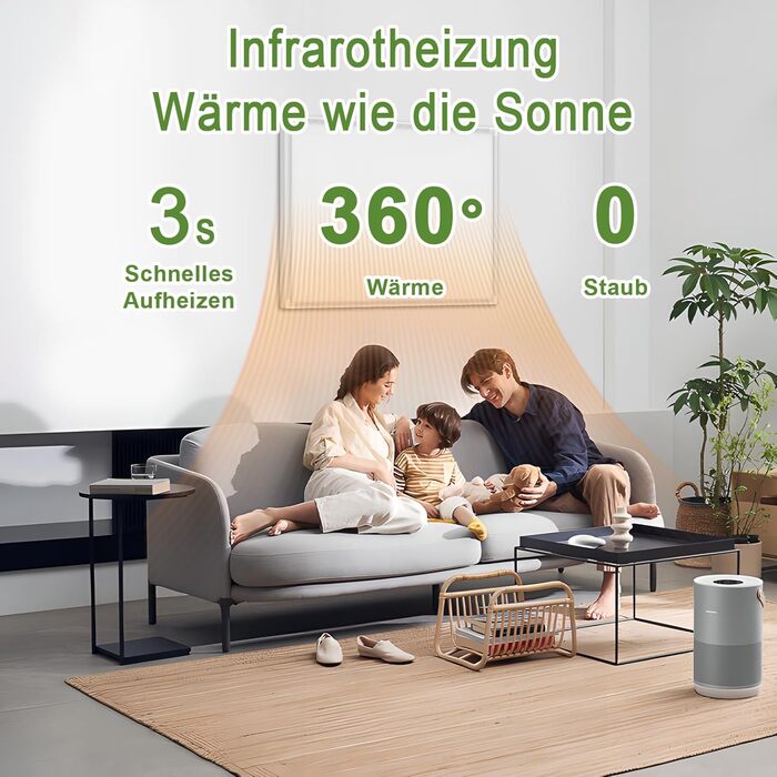 Інфрачервоний обігрівач 300 Вт, настінний інфрачервоний обігрівач до 120 градусів Цельсія для площі 1-8 м - електричний обігрівач із захистом від перегріву - сертифікований TV - 10-річна гарантія