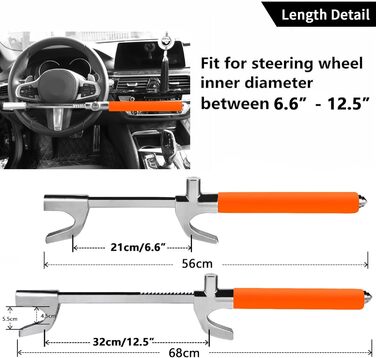 Кіготь керма Tevlaphee, Блокування керма для автомобіля, Протиугінний пристрій автомобіля, Блокування керма RV, Кіготь автомобіля як іммобілайзер, Універсальний(жовтий) (помаранчевий)