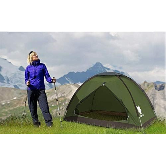 Намет кемпінговий прямокутний 1-місний Night Cat Quick Tent – 4-сезонний, водостійкість 3000 мм, легкий, темно-зелений
