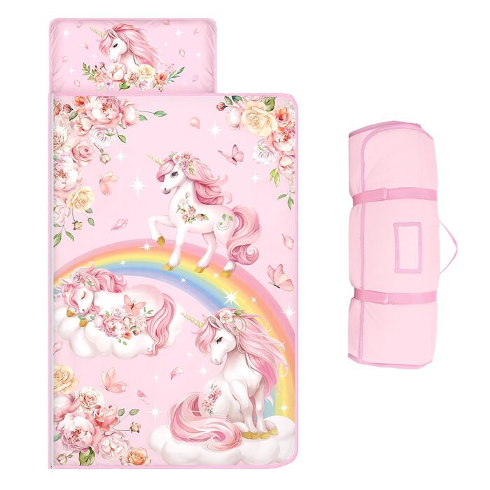 Дитячий спальний мішок, теплий дитячий спальний мішок зі знімною подушкою та ковдрою для дівчаток та хлопчиків, складна ковдра-спальний мішок для кемпінгу в приміщенні та на свіжому повітрі, 15060 см Єдиноріг