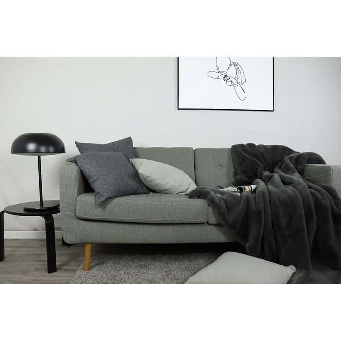 Плед для вітальні, штучне хутро, Rabbit Deluxe, 150x200 см, 750 г/м, плед зі штучного хутра (сірий), сірий, 150 x 200 см