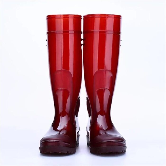 Чоловічі високі гумові чоботи, робочі гумові чоботи, водонепроникне водне взуття з ПВХ, гумові чоботи, нековзні гумові чоботи до коліна, чоловічі гумові калоші, водонепроникні, червоні, EU 40