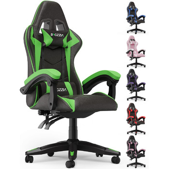 Ергономічне ігрове крісло, ігрове крісло для ПК, регульоване по висоті та нахилу, зі штучної шкіри з м&39яким підголівником, ігрове крісло для дітей, підлітків та дорослих, ігровий офіс (чорно-зелений) чорно-зелений базовий