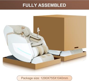 Масажне крісло Relaxora 3D Zero Gravity SL Track Масаж шиацу всього тіла з роликами для ніг Bluetooth Heat Therapy Calf Kneading Massage Airbag Massage Stretch (бежевий)